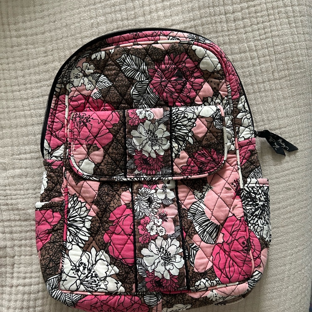 Vera Bradley Pink and Brown Quilted Backpack